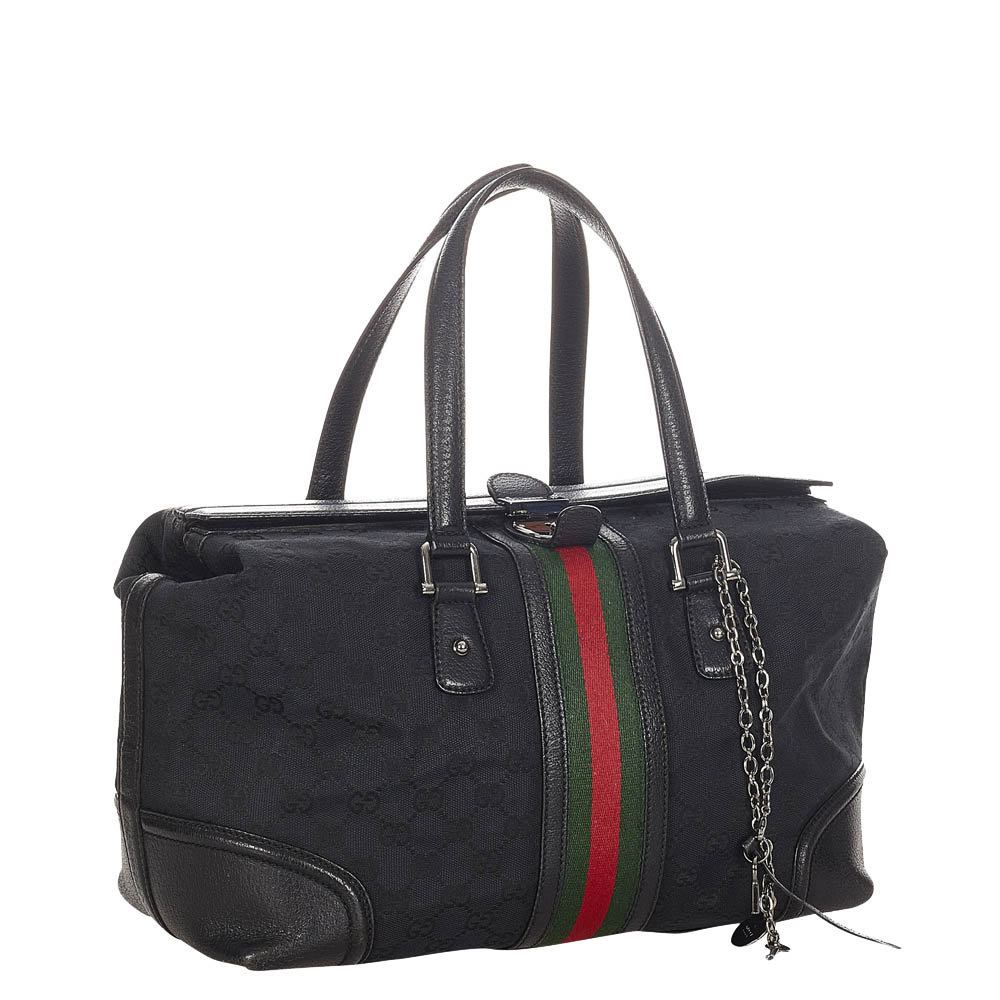 

Gucci Black Canvas Web Treasure Satchel Bag