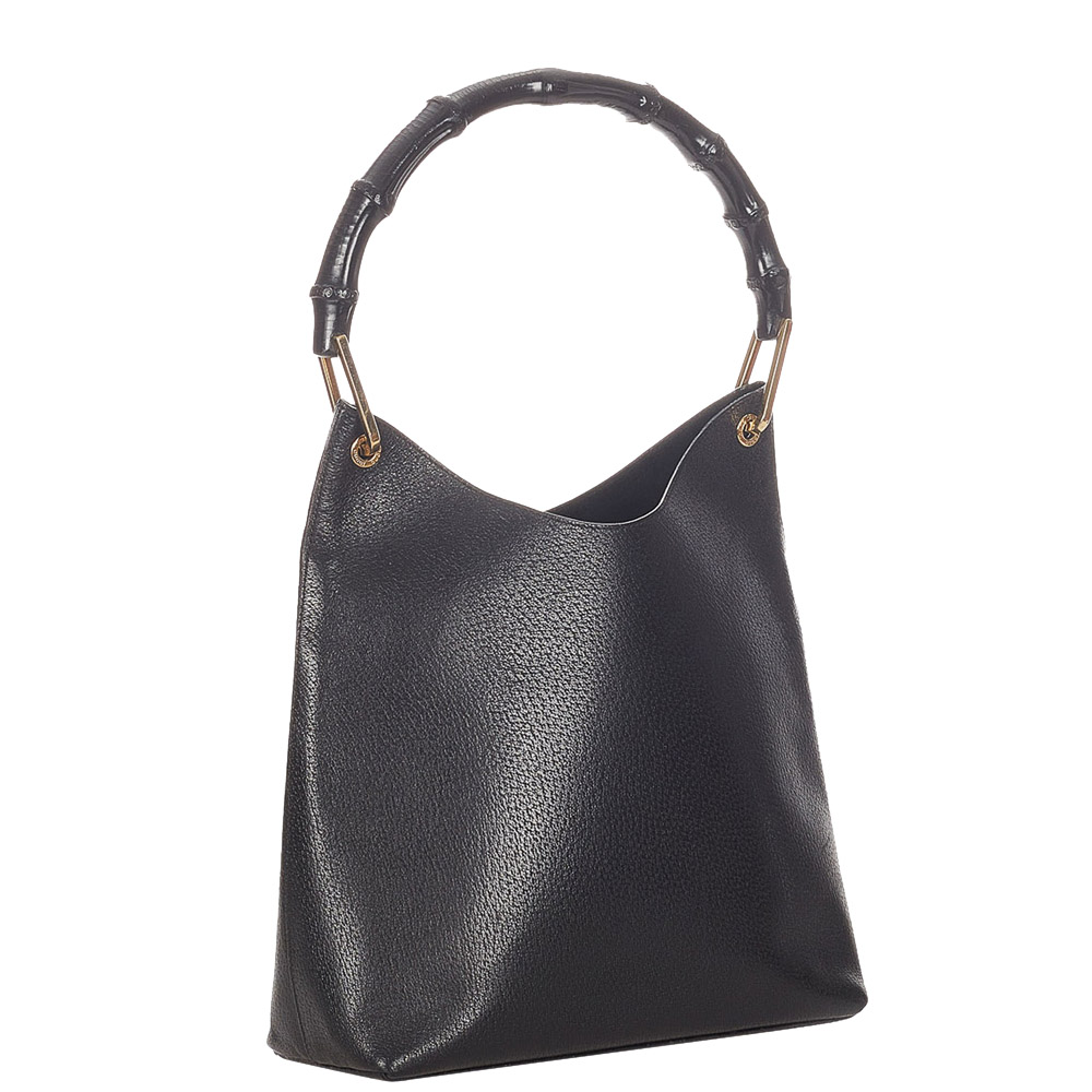 

Gucci Black Leather Bamboo Shoulder Bag