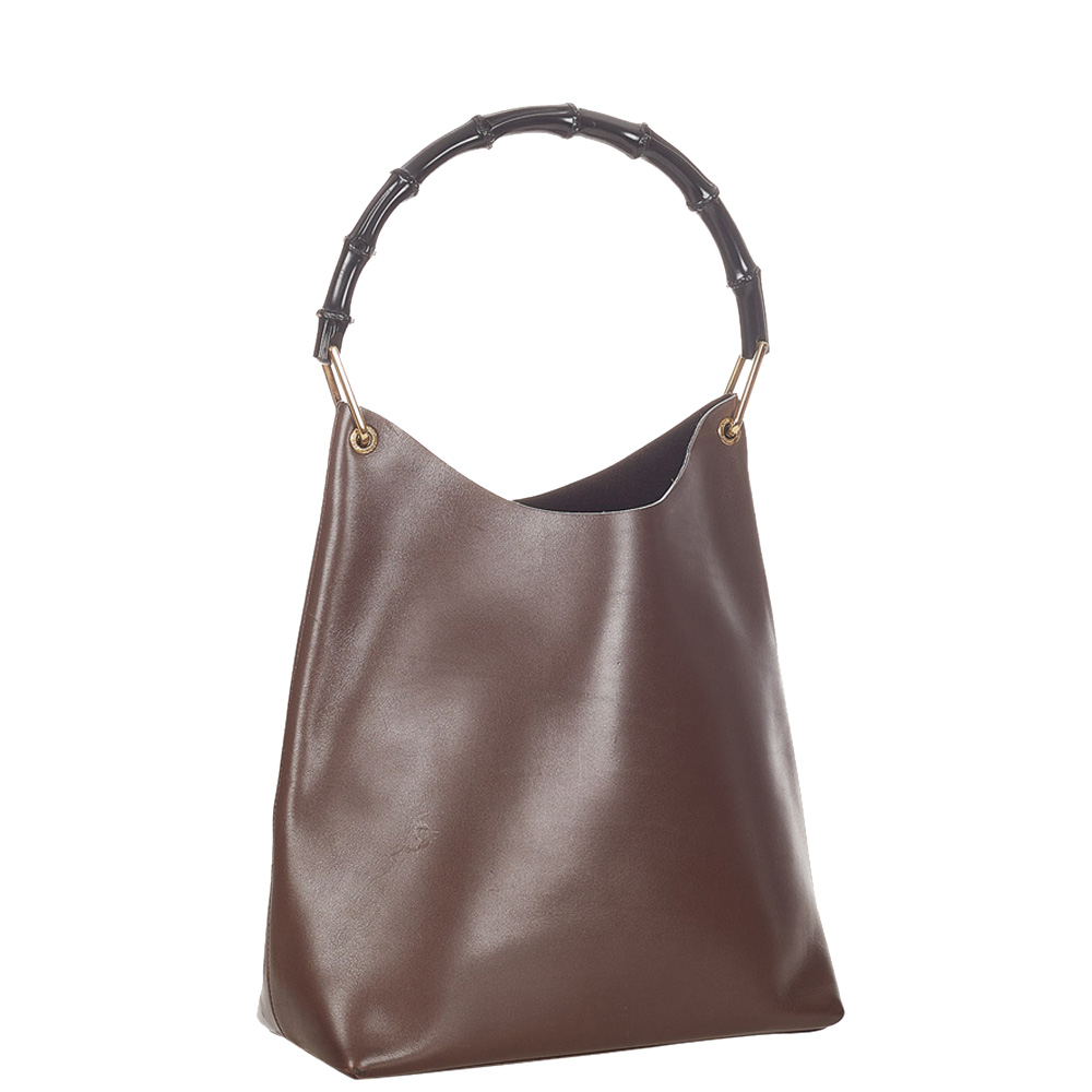 

Gucci Brown Leather Bamboo Shoulder Bag