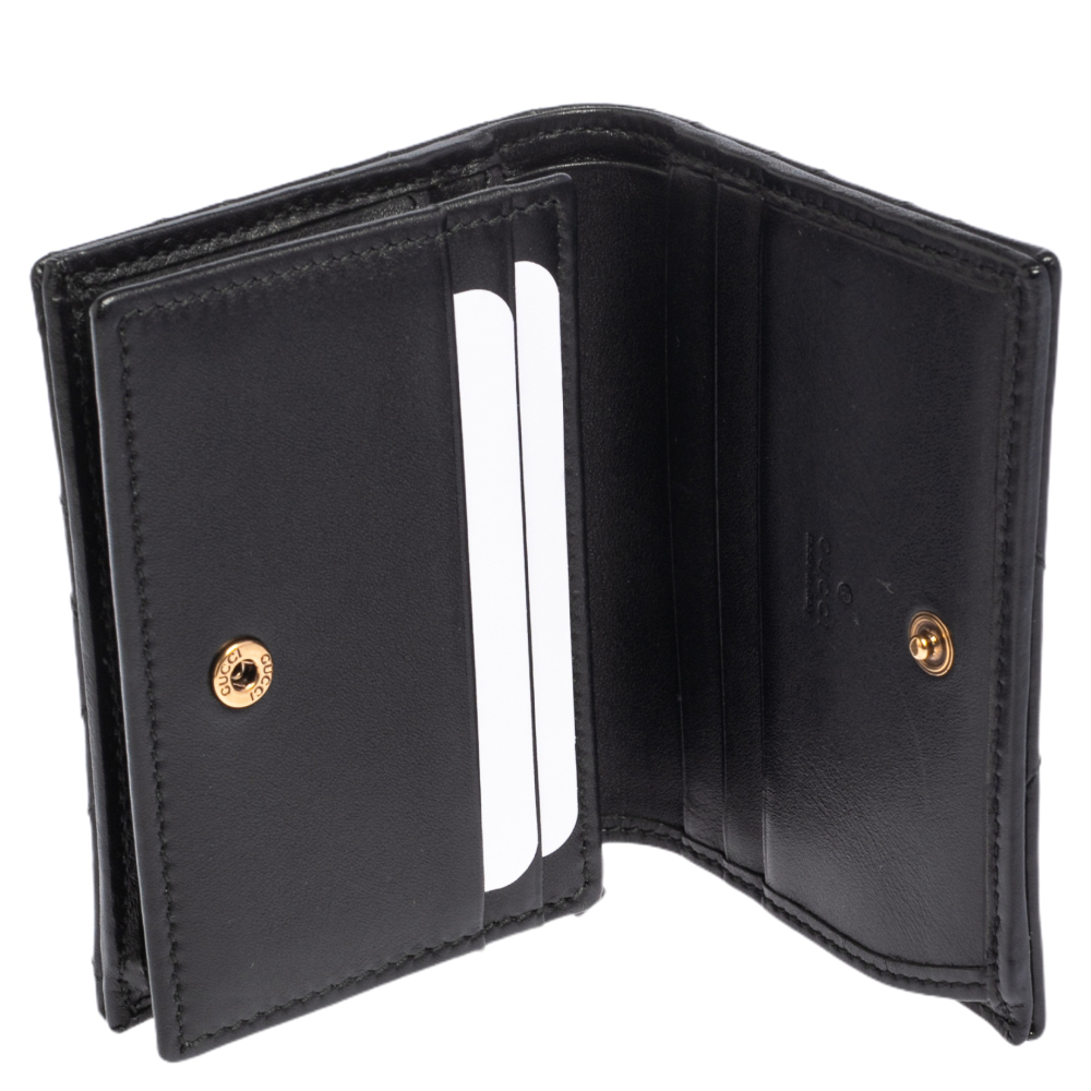 

Gucci Black Matelassé Leather GG Marmont Card Case