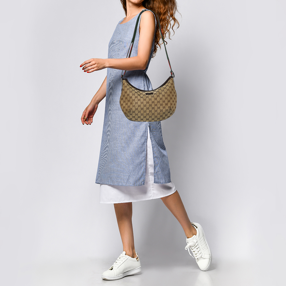 

Gucci Beige GG Canvas Medium Web Messenger Bag