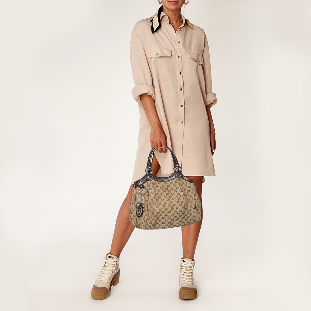 

Gucci Beige GG Canvas and Leather Medium Sukey Tote