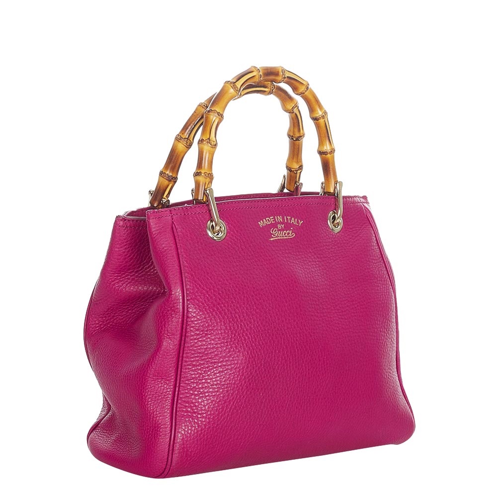 

Gucci Pink Leather Bamboo Satchel