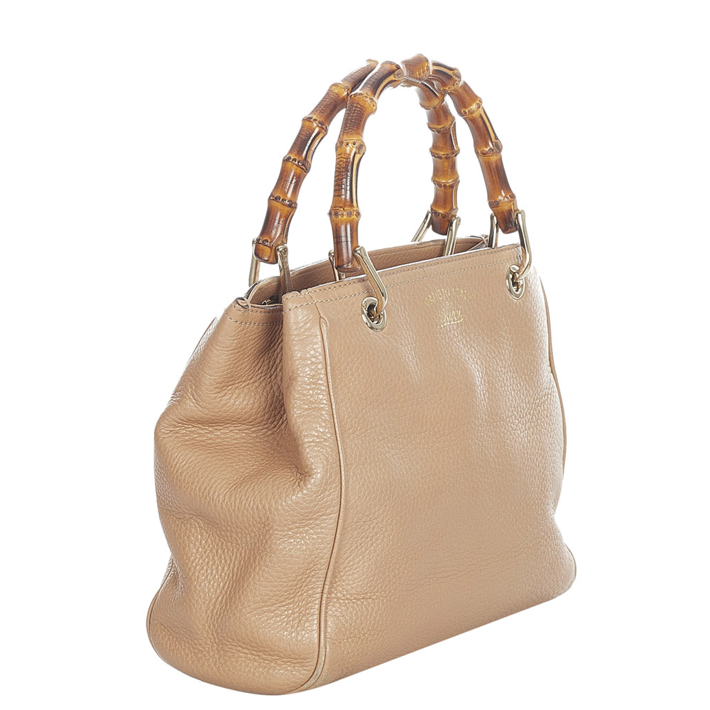 

Gucci Beige Leather Bamboo Shopper Bag