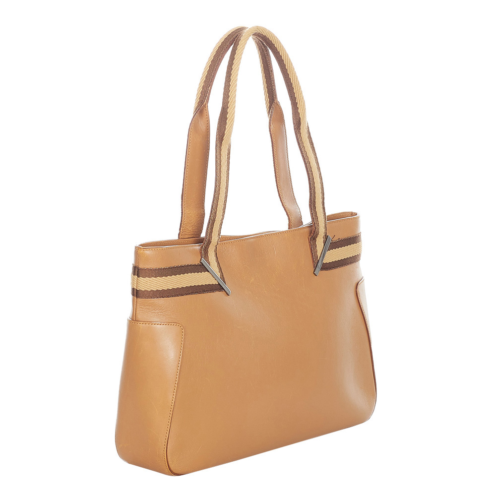 

Gucci Brown Leather Web Shoulder Bag