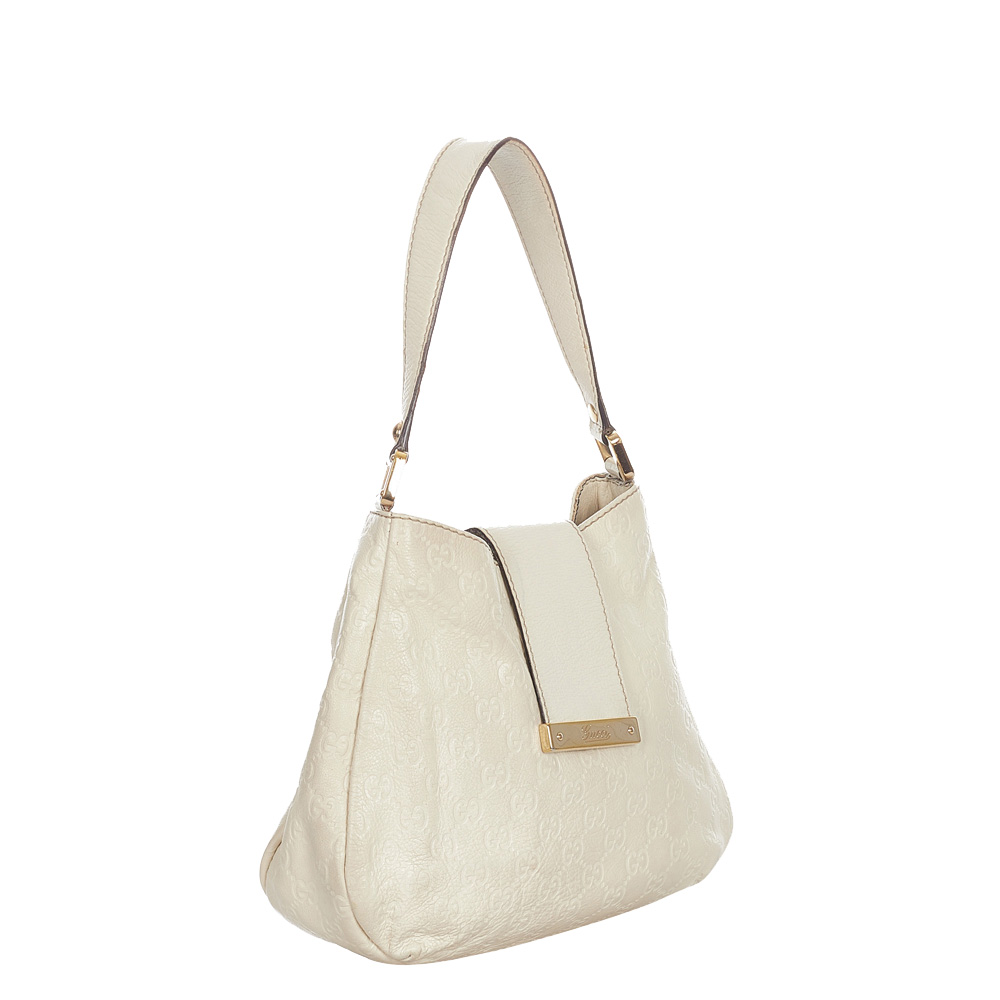 

Gucci White Leather New Ladies Web Hobo Bag