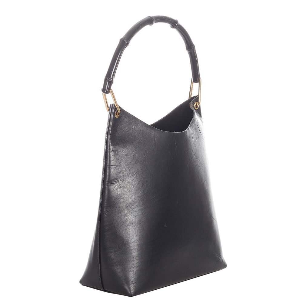 

Gucci Black Leather Bamboo Shoulder Bag