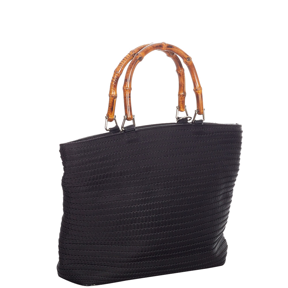 

Gucci Black Canvas Bamboo Bag