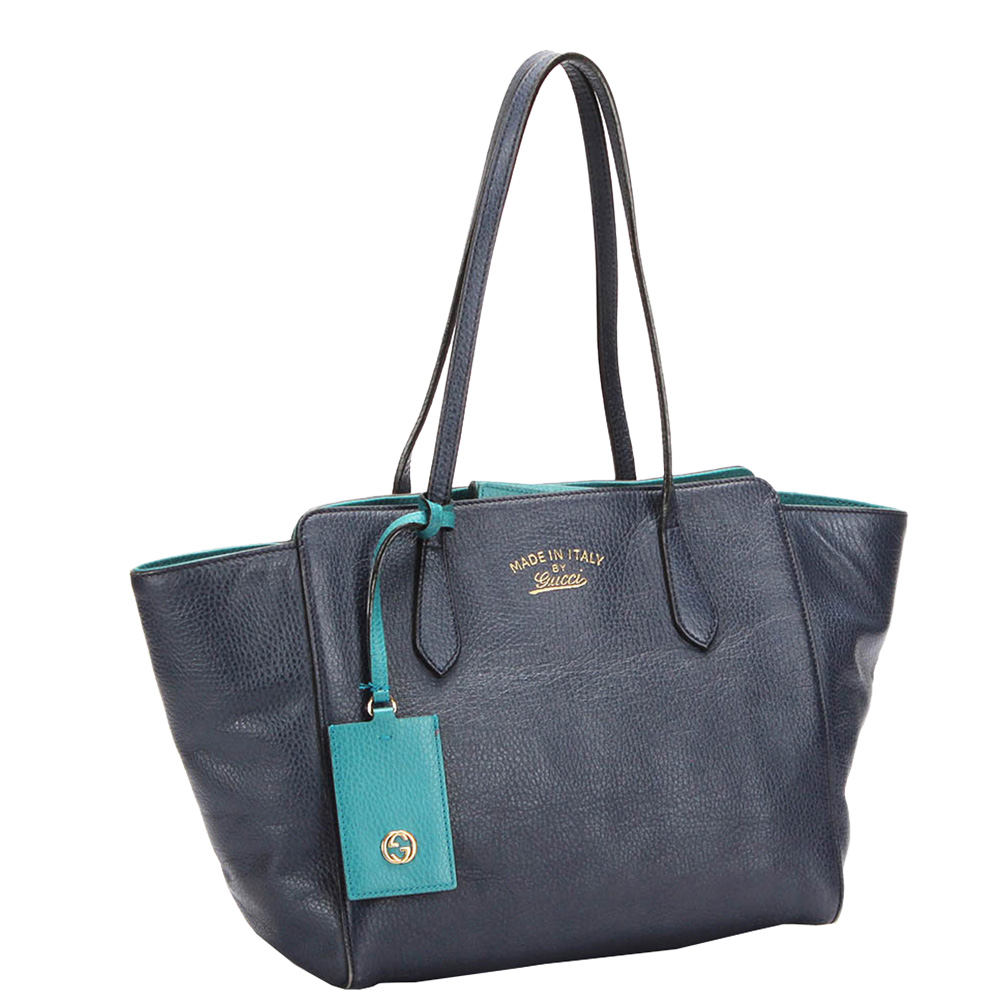 

Gucci Blue Leather Swing Tote Bag