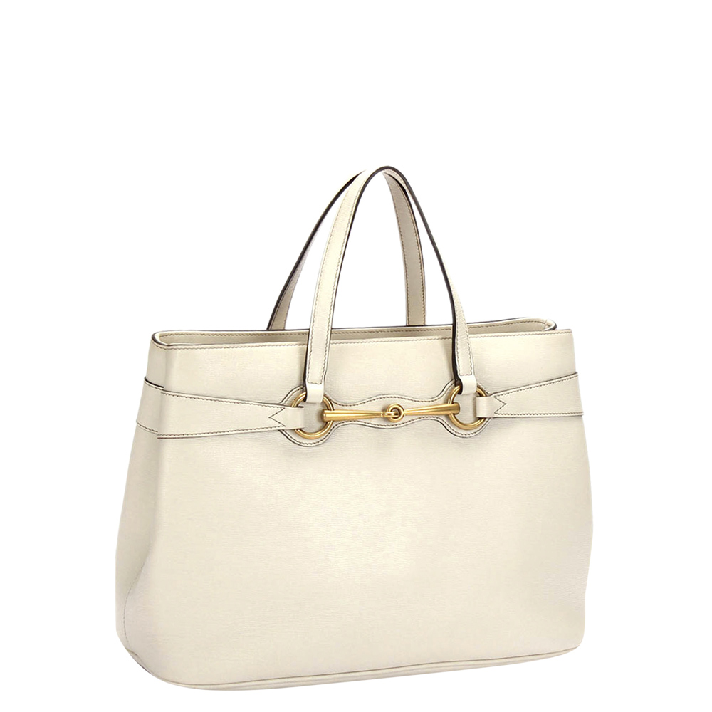 

Gucci White Calf Leather Bright Bit Satchel