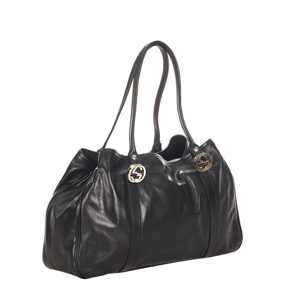 

Gucci Black Calf Leather Twins Tote Bag
