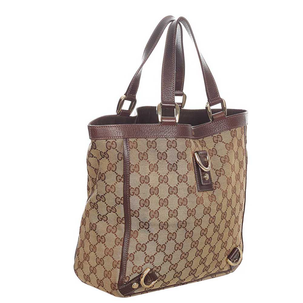 

Gucci Brown/Beige Canvas Fabric Abbey D-Ring Tote Bag