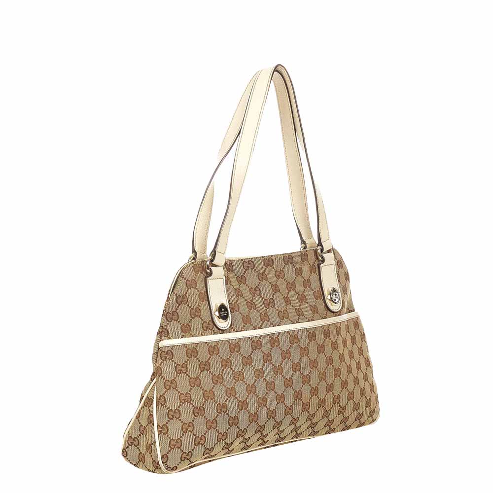 

Gucci Brown Canvas Leather Charmy Shoulder Bag, Beige