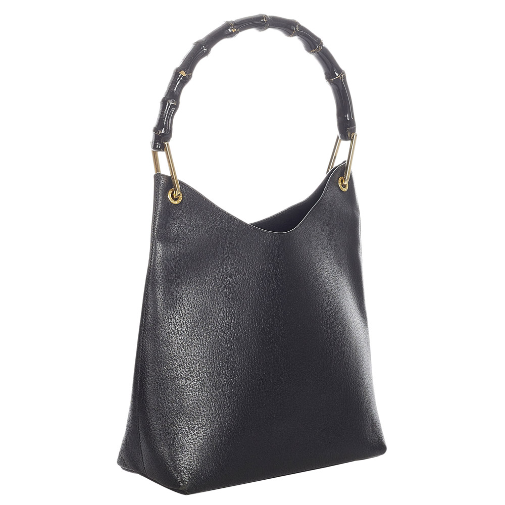 

Gucci Black Leather Bamboo Shoulder Bag