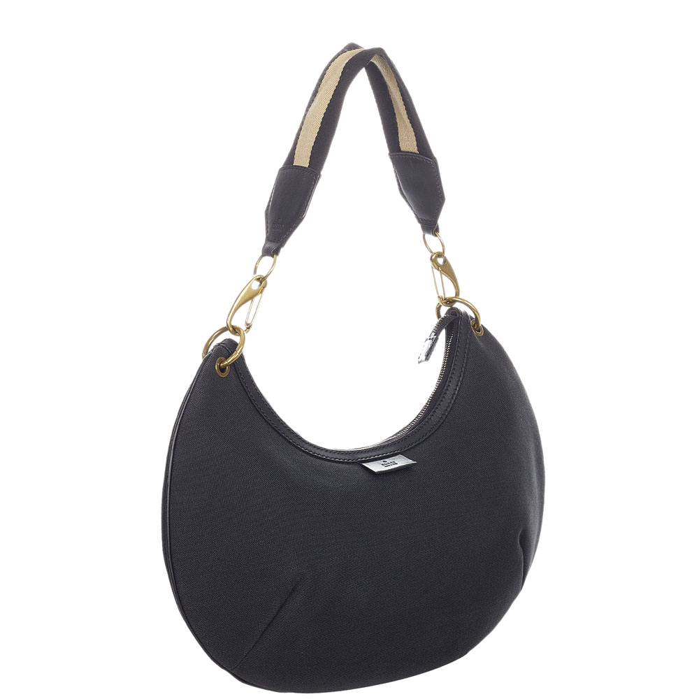 

Gucci Black Canvas Fabric Web Hobo Bag