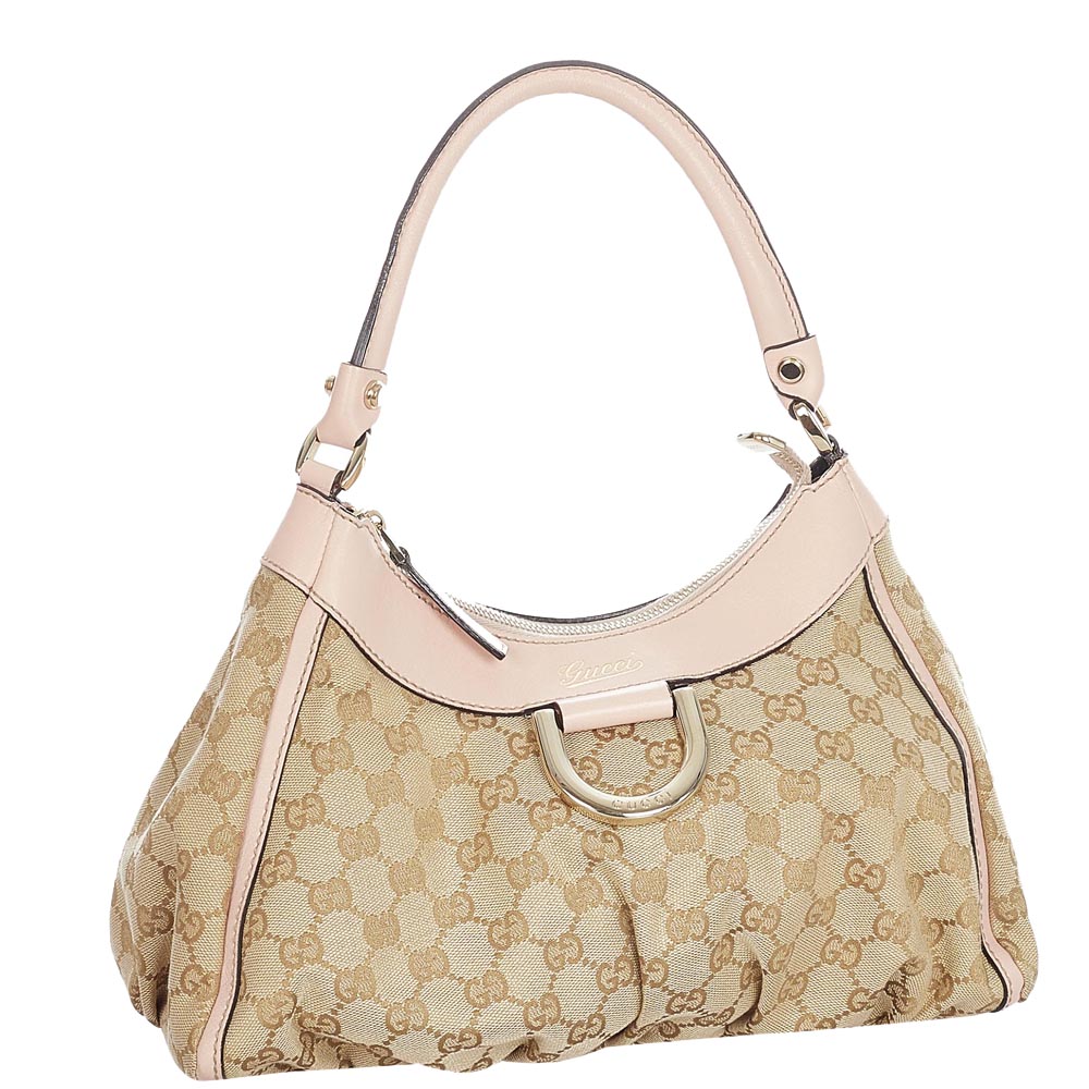 

Gucci Brown/Beige Canvas Leather Fabric Abbey D-Ring Shoulder Bag
