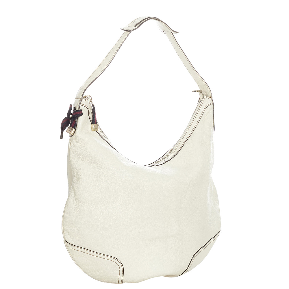 

Gucci White Leather Princy Hobo Bag