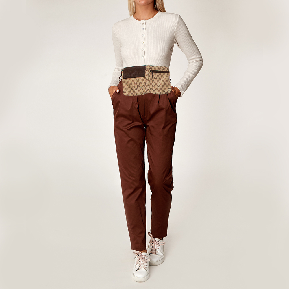 

Gucci Beige/Ebony GG Canvas and Leather Waist Belt Bag