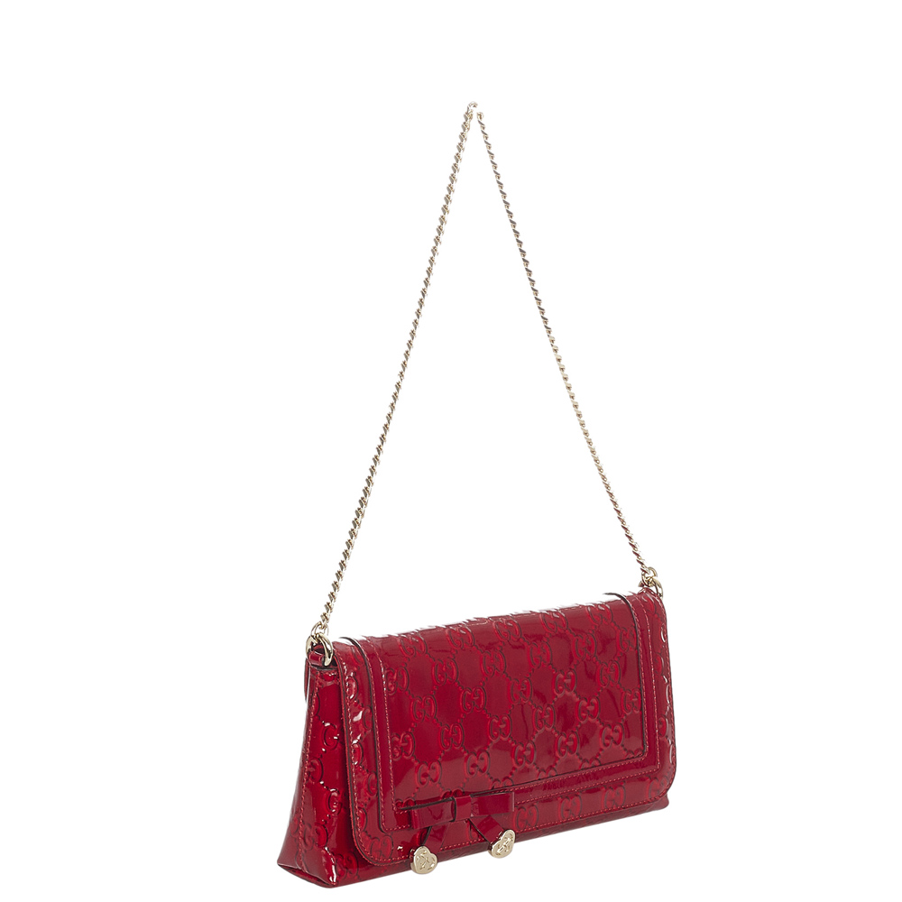 

Gucci Red Guccissima Patent Leather Mayfair Shoulder Bag