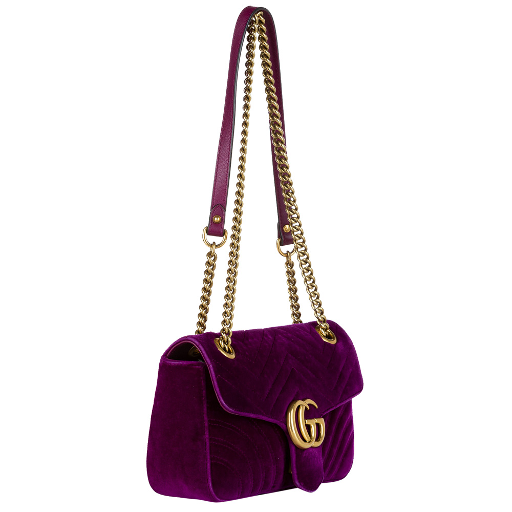 

Gucci Purple Velvet  GG Marmont Shoulder Bag