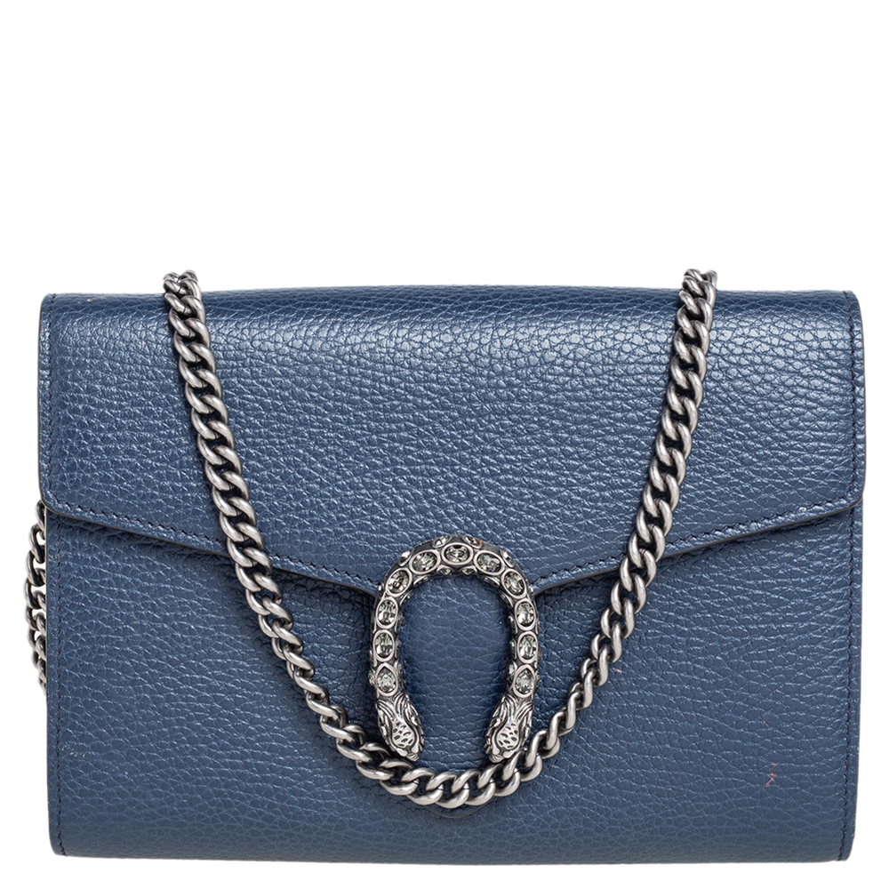 Gucci Blue Leather Dionysus Wallet On Chain
