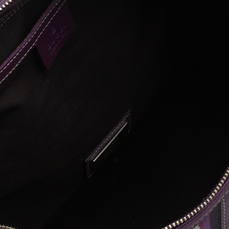 Gucci Beige/Purple GG Coated Canvas Medium Joy Web Boston Bag at 1stDibs