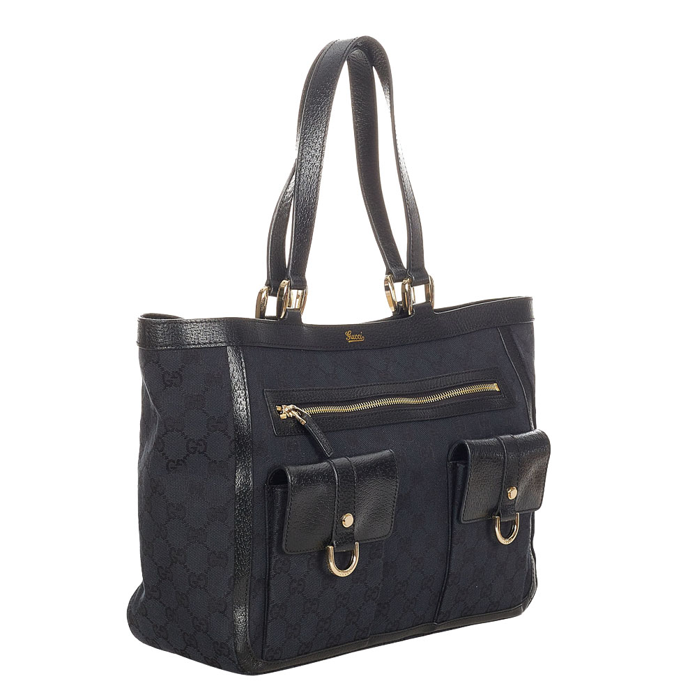 

Gucci Black Canvas Fabric Abbey D-Ring Tote Bag