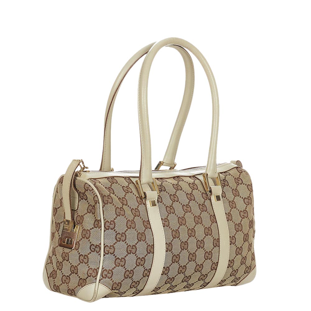 

Gucci Brown/Beige Canvas Fabric Boston Bag Satchel