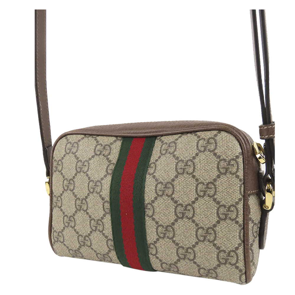 

Gucci Brown/Beige Canvas Leather  GG Supreme Ophidia Shoulder Bag