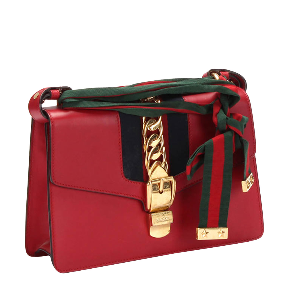 

Gucci Red Leather Sylvie Shoulder Bag