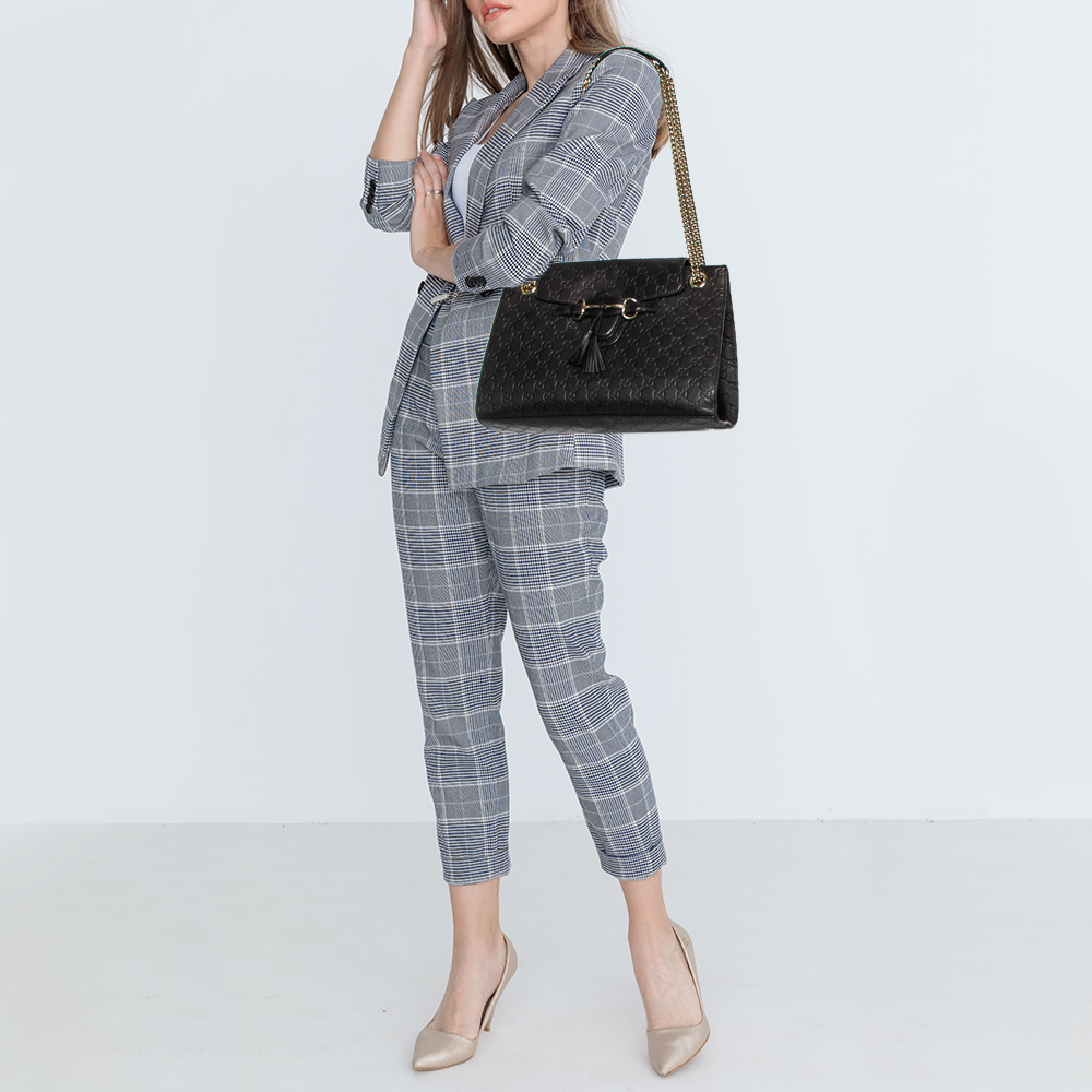 

Gucci Black Guccissima Leather Large Emily Chain Shoulder Bag