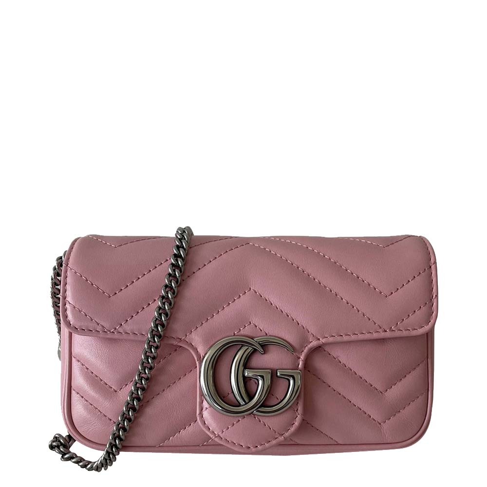 

Gucci Pink Matelasse Leather Super Mini GG Marmont Shoulder Bag