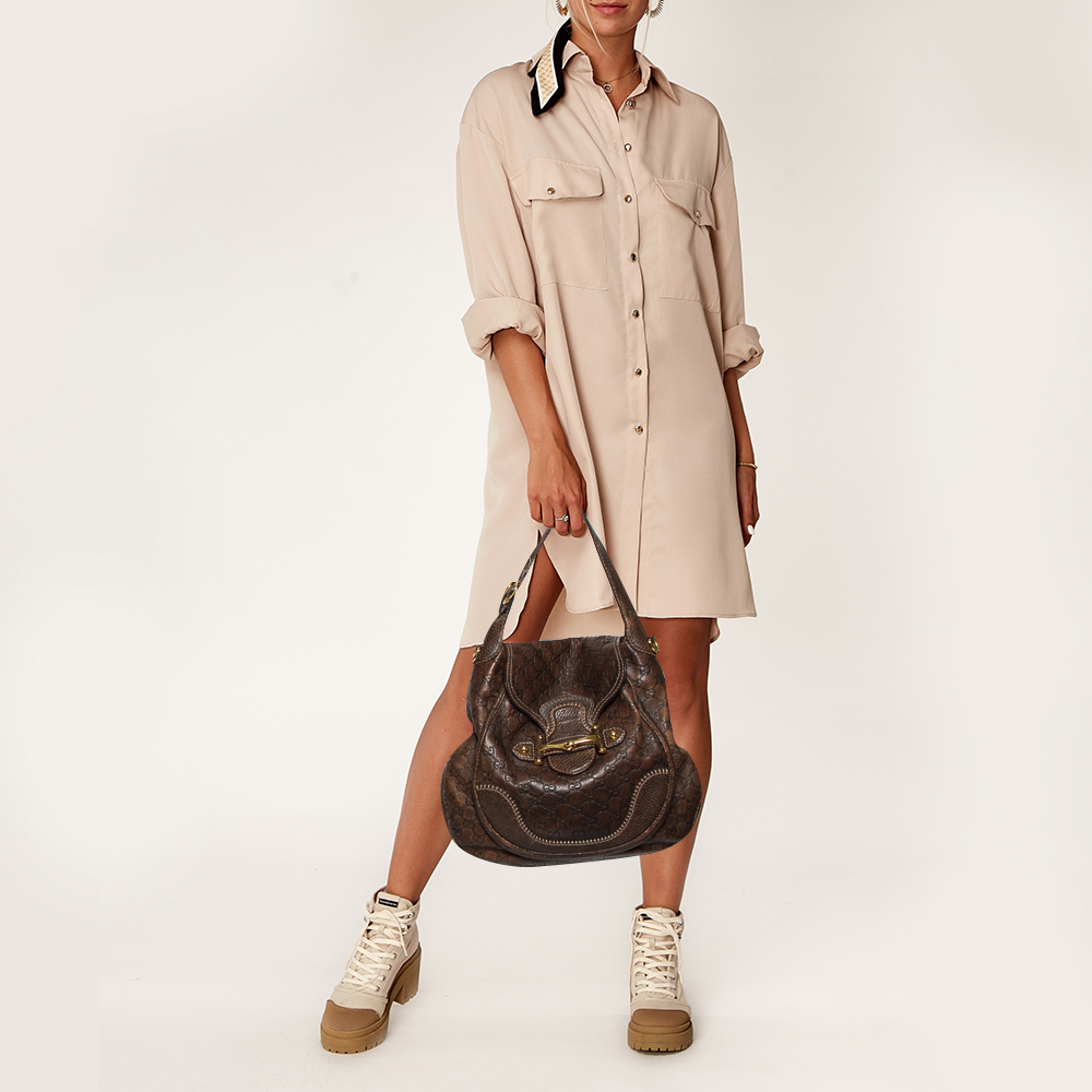 

Gucci Brown Leather Large New Pelham Horsebit Shoulder Bag