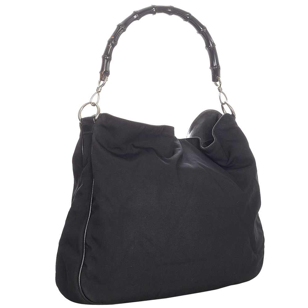 

Gucci Black Canvas Bamboo Bag