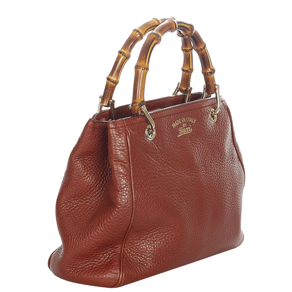 

Gucci Brown Leather Bamboo Shopper Bag