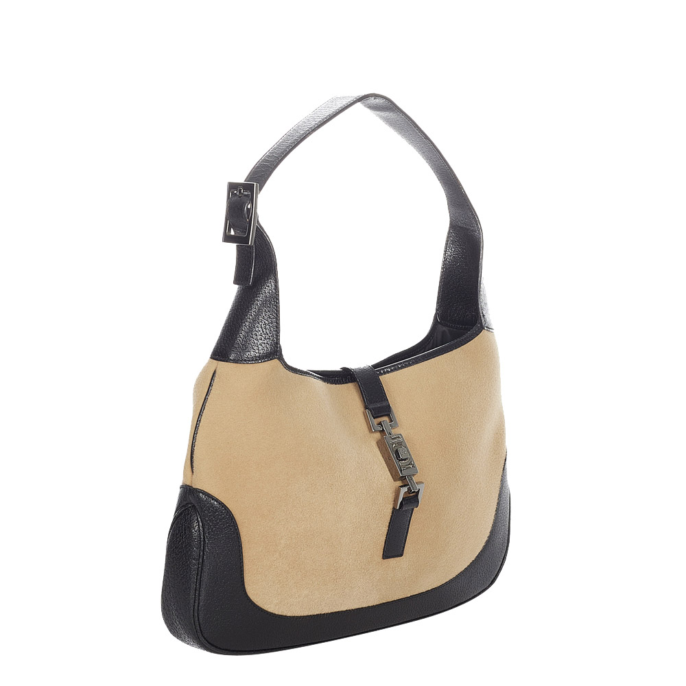 

Gucci Beige/Black Leather Suede Jackie Hobo Bag