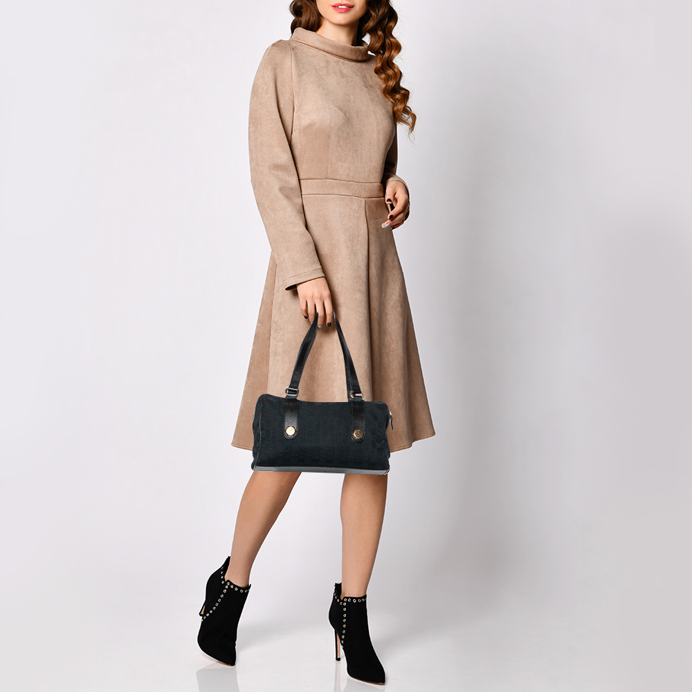 

Gucci Black GG Canvas Small Charmy Boston Bag