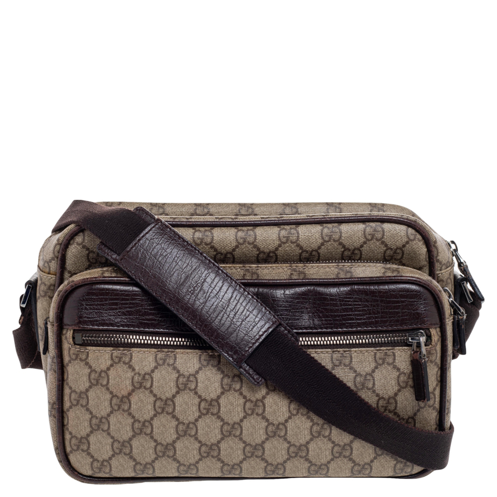 Pre-owned Gucci Beige/brown Gg Supreme Canvas And Leather Camera ...