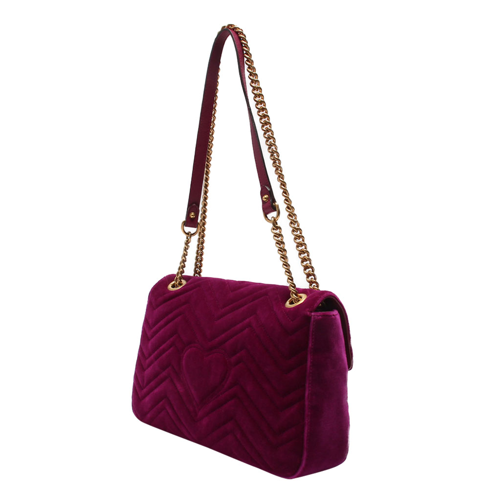 

Gucci Purple Velvet Loved GG Marmont Shoulder Bag