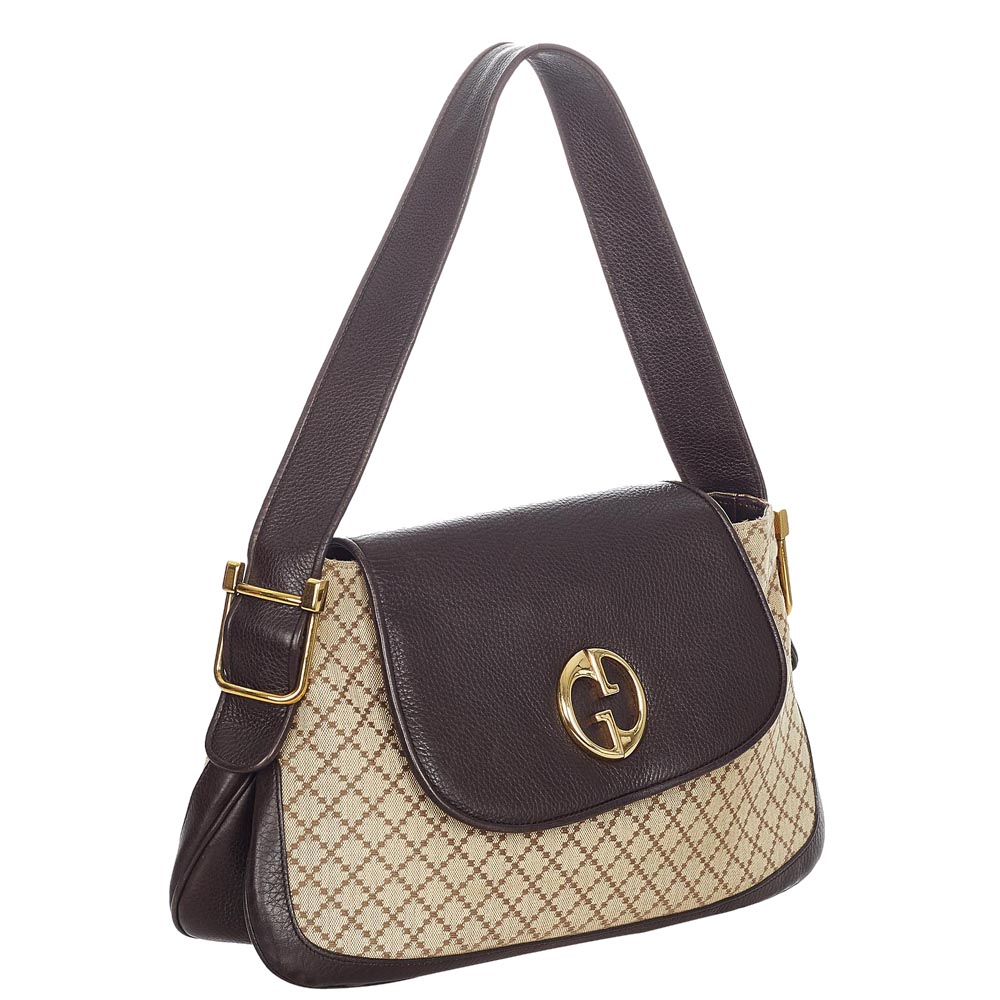 

Gucci Beige Diamante Canvas Leather 1973 Shoulder Bag