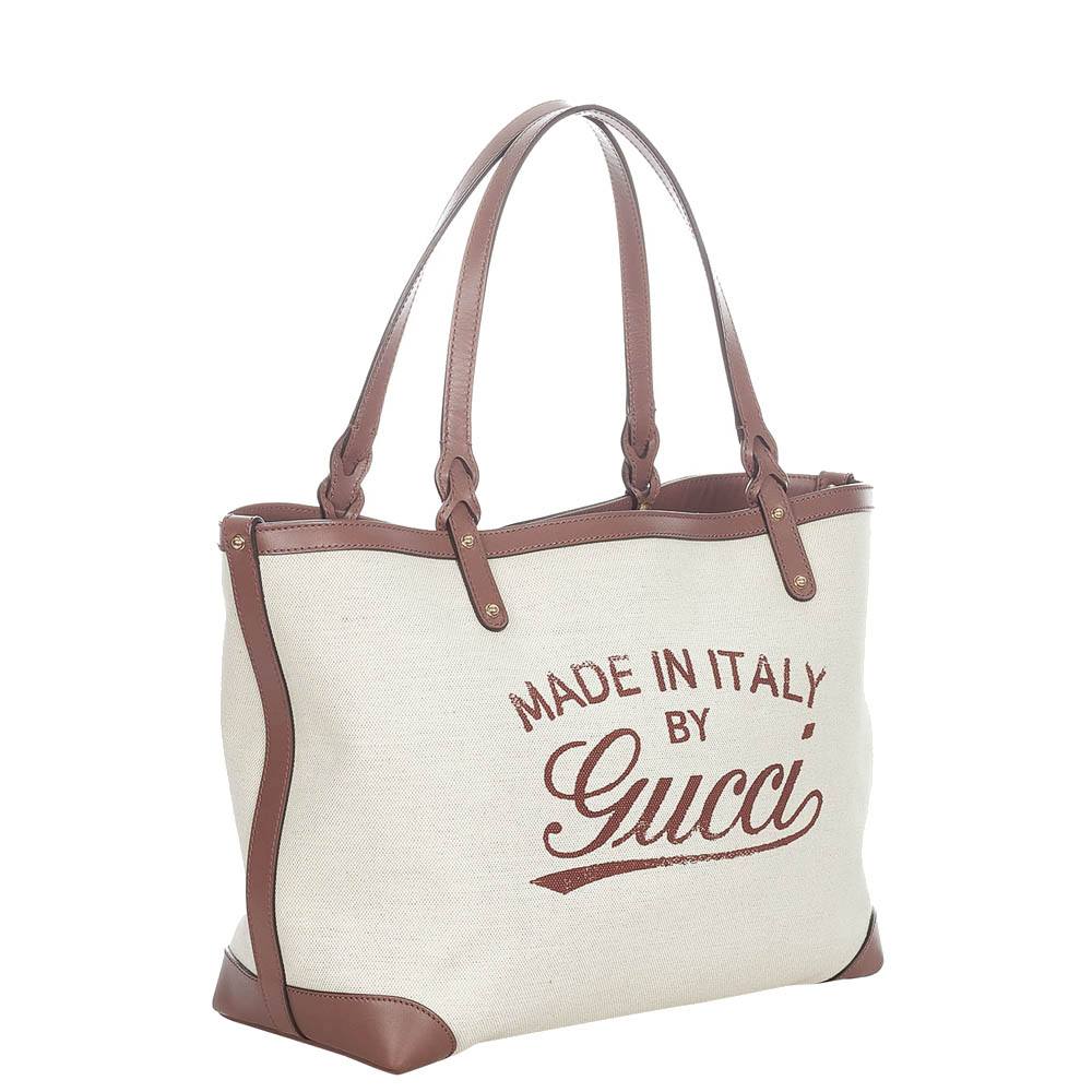 

Gucci Beige Canvas Craft Tote Bag