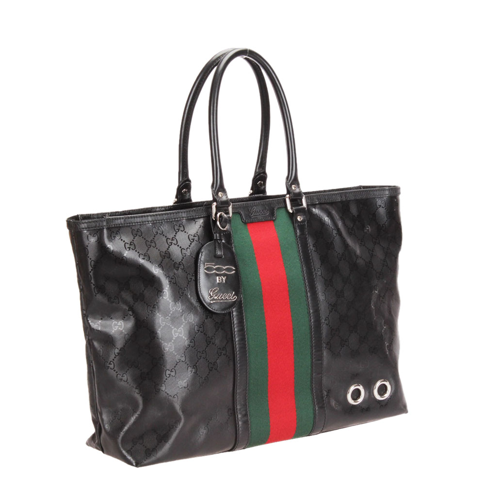 

Gucci Black Coated Canvas GG Imprime Web Shopper Tote Bag