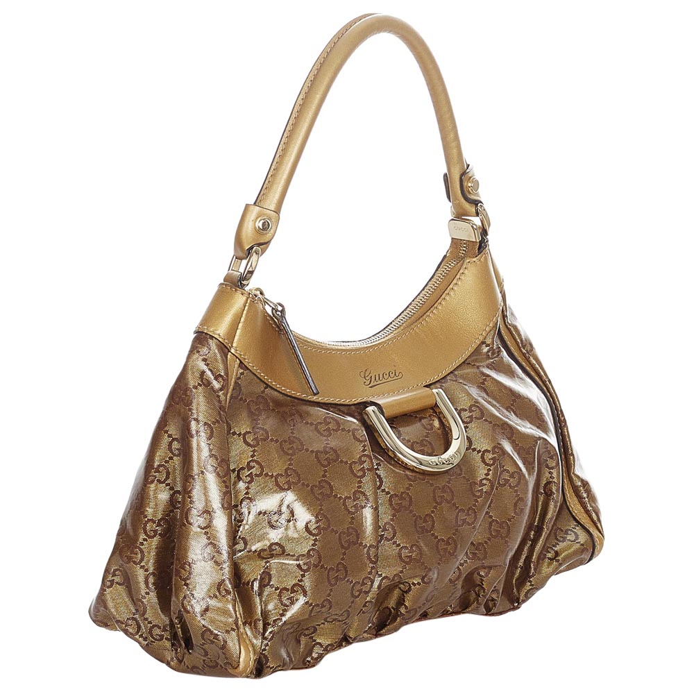 

Gucci Brown/Beige PVC Plastic GG Crystal Abbey D-Ring Shoulder Bag