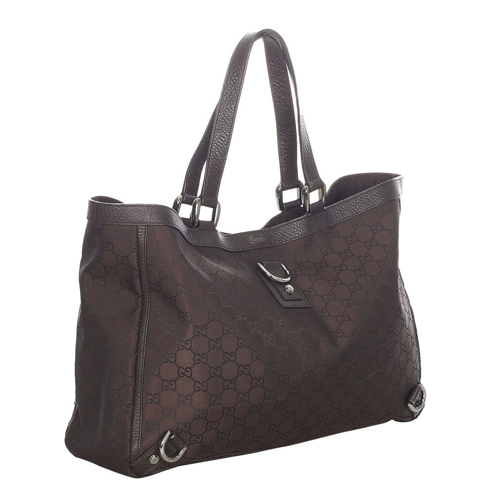 

Gucci Brown Canvas Fabric Abbey D-Ring Tote Bag