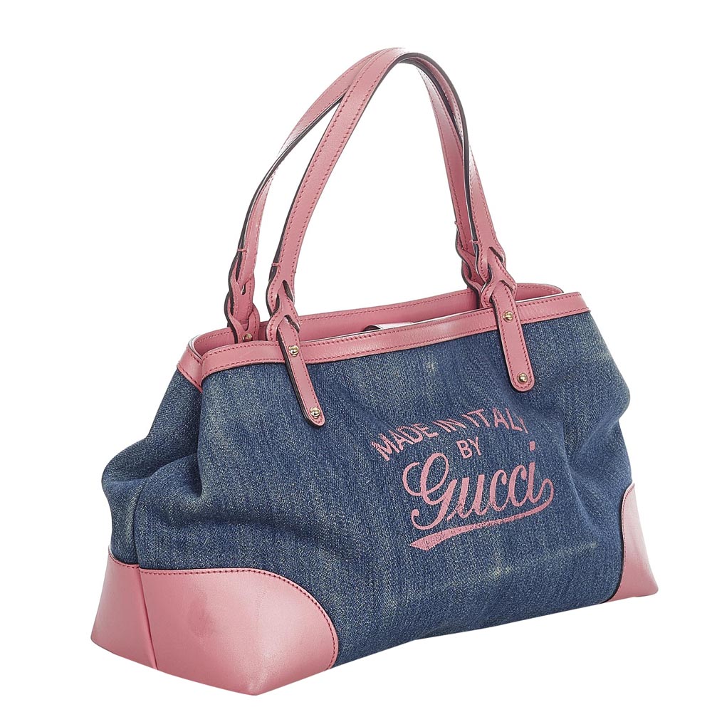 

Gucci Blue/Pink Denim Vintage Craft Tote Bag