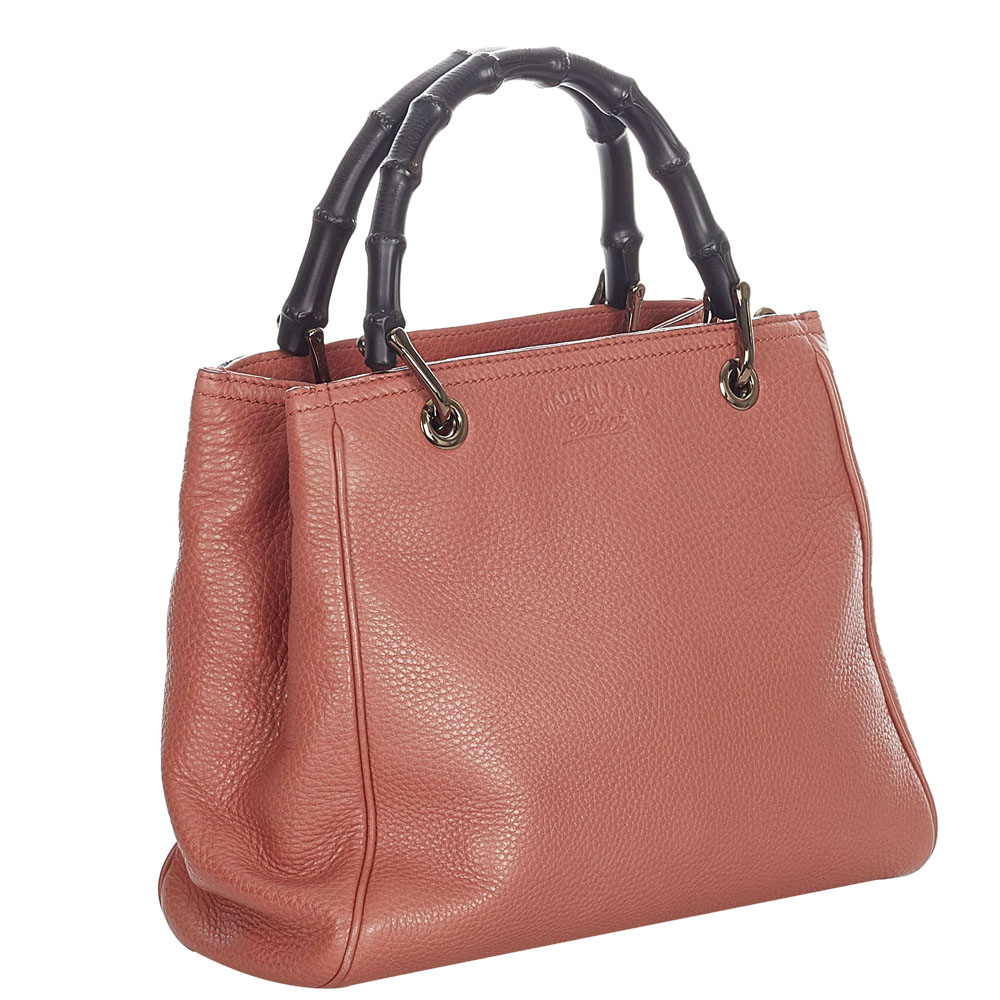 

Gucci Brown/Beige Leather Bamboo Tote Bag