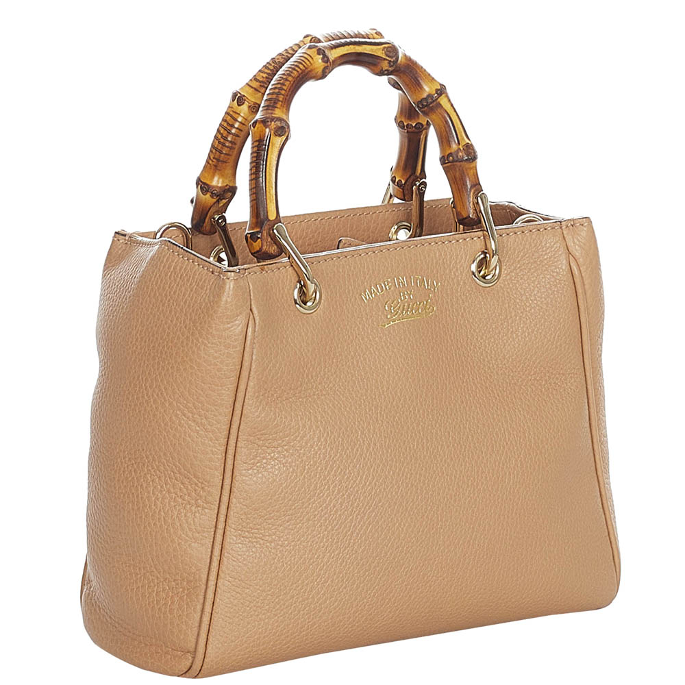 

Gucci Beige Leather Bamboo Tote Bag