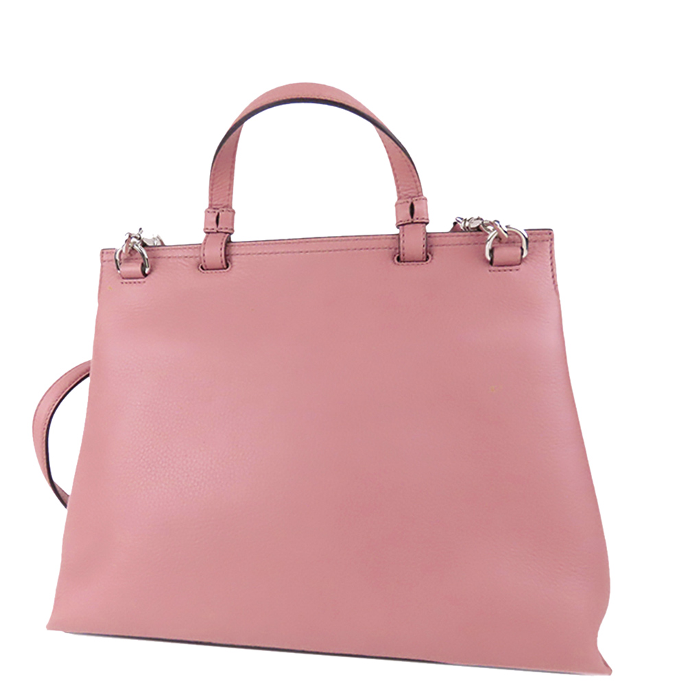 

Gucci Pink Leather Bamboo Daily Satchel Bag