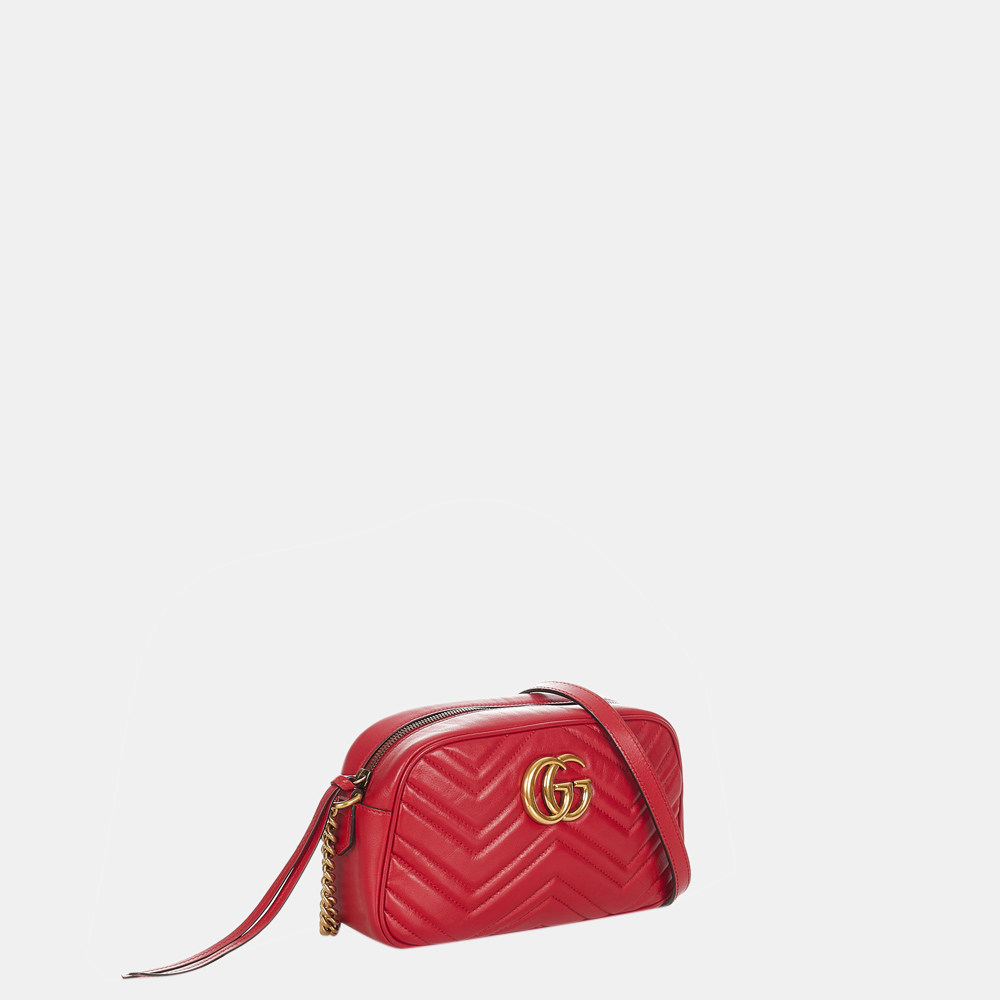 

Gucci Red Small GG Marmont Matelasse Leather Crossbody Bag