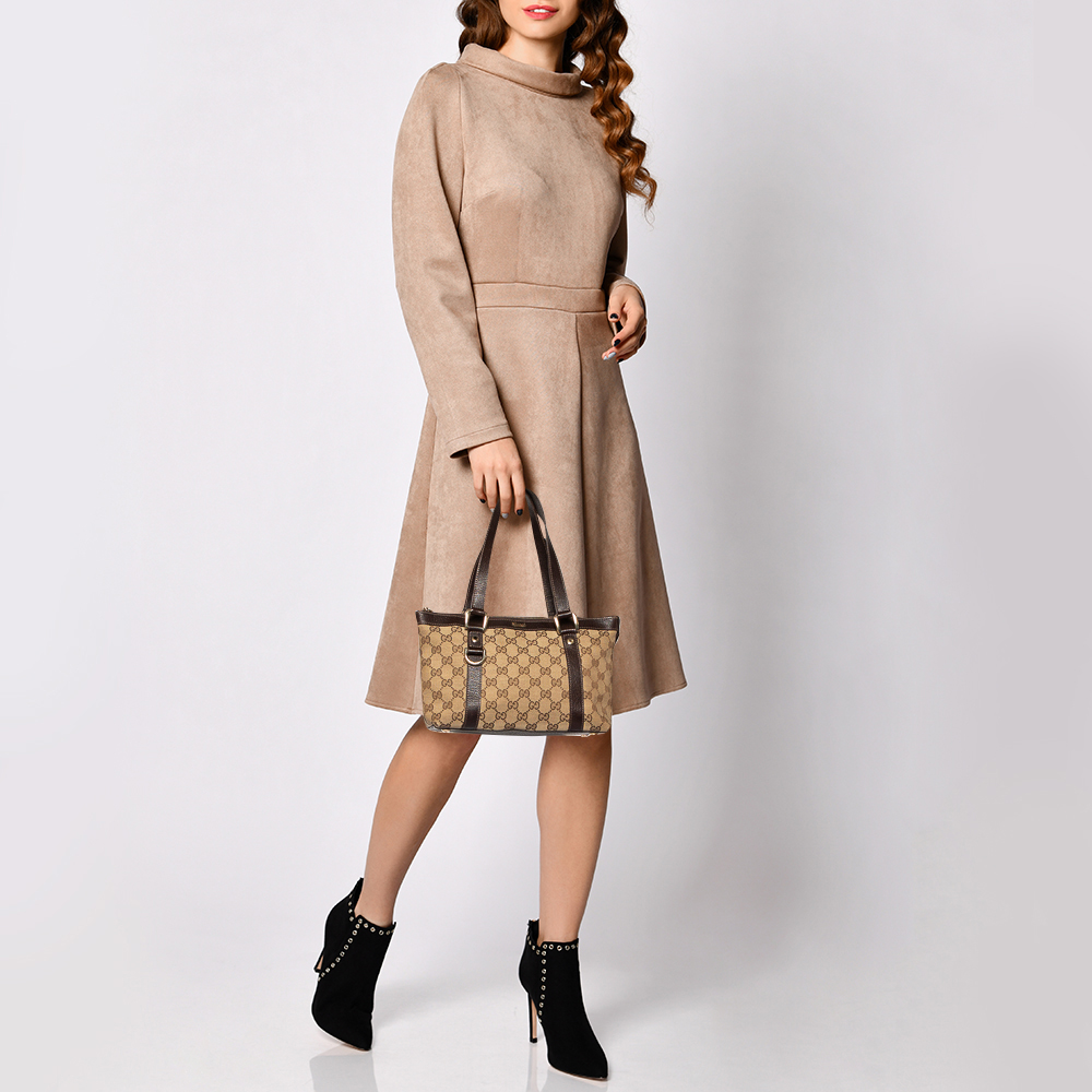 

Gucci Beige GG Canvas And Leather Tote